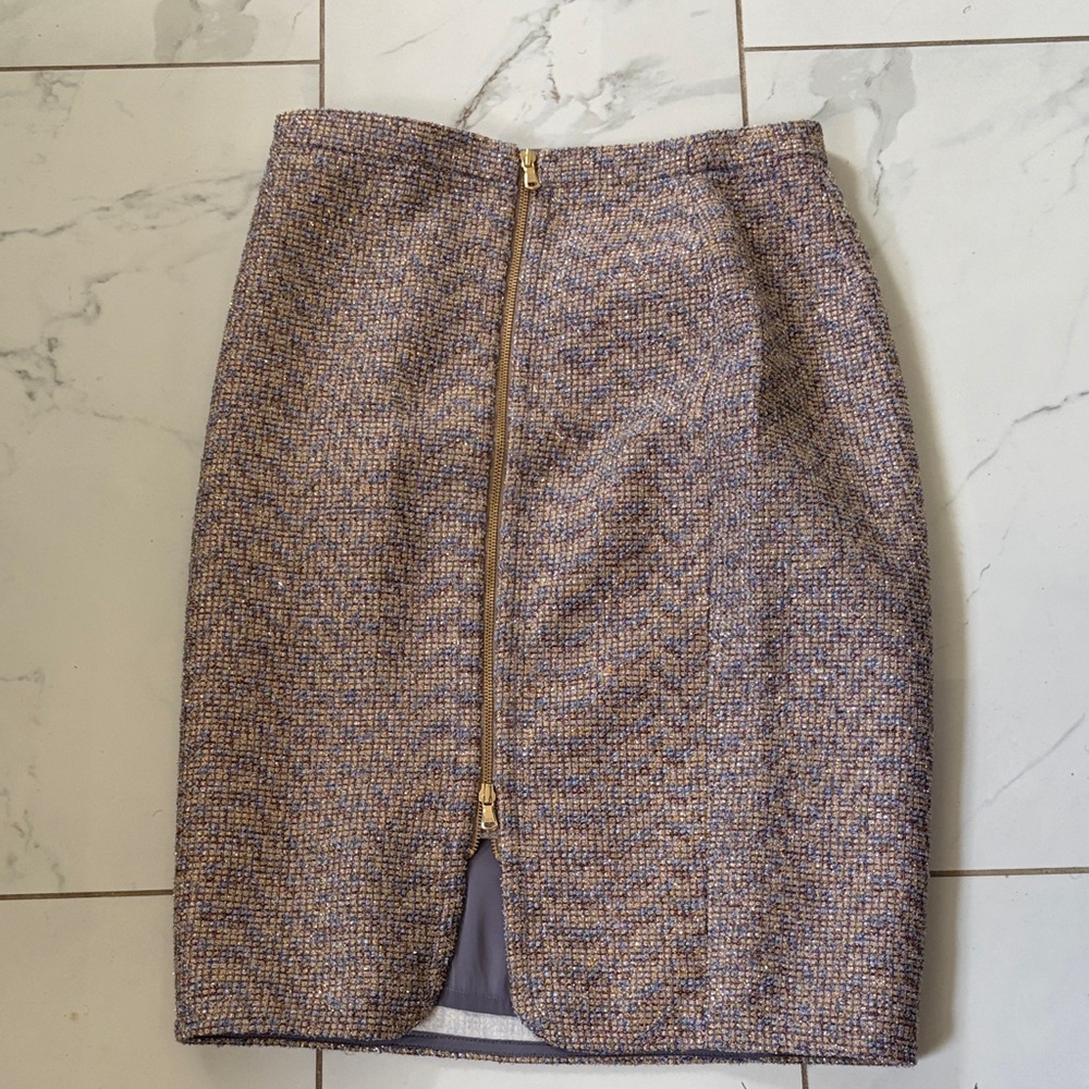 J. Crew Lavender-Blend Tweed Zip-Front Pencil Skirt - Picture 3 of 5